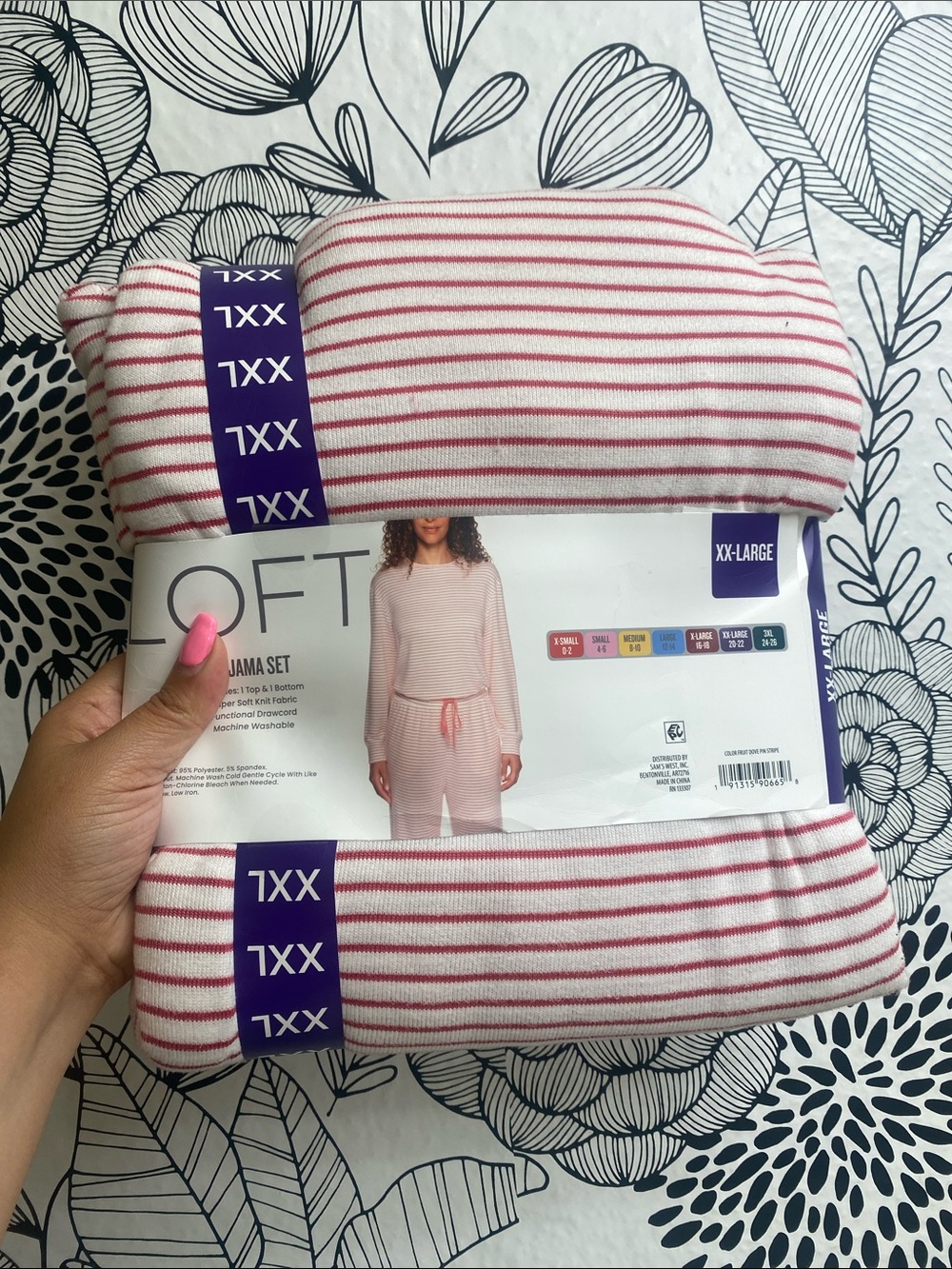 Women's Pink Striped Long Sleeve Pajama Set - Picture 7 of 7